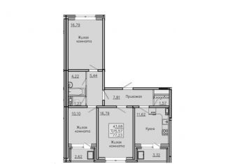 Продается 3-комнатная квартира, 76.4 м2, село Новая Усмань