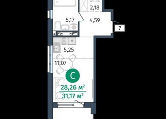 Продается квартира студия, 28.3 м2, Тюмень, Центральный округ