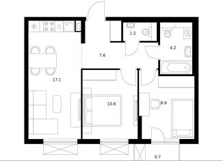 Продам двухкомнатную квартиру, 51.6 м2, Москва, станция Щербинка