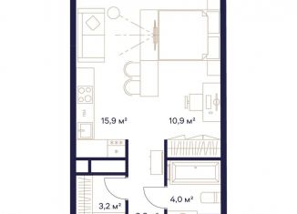 Продам квартиру студию, 37.8 м2, Москва, жилой комплекс Союз, к3, метро Ботанический сад