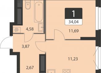 Продается 1-ком. квартира, 34 м2, Екатеринбург, улица Академика Ландау, 41