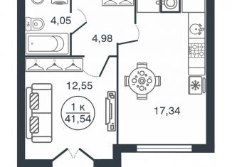 1-ком. квартира на продажу, 41.5 м2, Тверь, Московский район