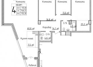 Продается 4-ком. квартира, 143.9 м2, Самарская область, Самарская улица, 220