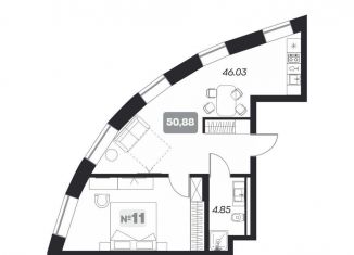 Продажа 1-комнатной квартиры, 50.9 м2, Новосибирск, площадь Карла Маркса, метро Речной вокзал