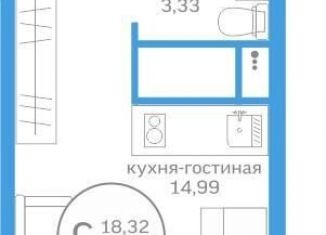 Продам квартиру студию, 18.3 м2, Тюмень, Калининский округ, Краснооктябрьская улица, 16к1