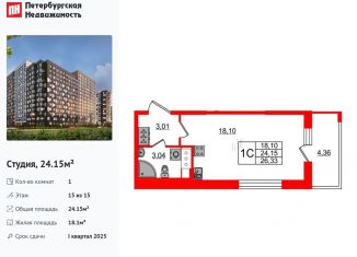 Продаю квартиру студию, 24.2 м2, Санкт-Петербург, муниципальный округ Невский, Дальневосточный проспект, 23