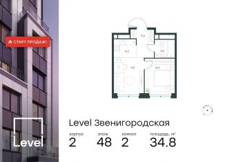 Продажа 2-комнатной квартиры, 34.8 м2, Москва, жилой комплекс Левел Звенигородская, к2