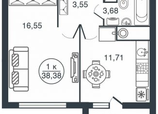 Продаю 1-ком. квартиру, 38.4 м2, Тверь, Московский район