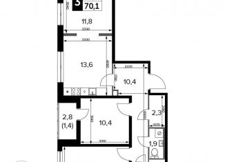 Продается 3-ком. квартира, 70.1 м2, поселок Битца, Южный бульвар, 7