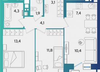 Продается 3-ком. квартира, 57.7 м2, Удмуртия, улица Архитектора П.П. Берша, 44