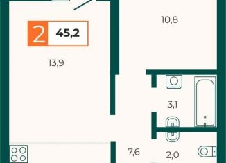 1-комнатная квартира на продажу, 45.2 м2, Екатеринбург, улица Репина, 131/1, метро Геологическая