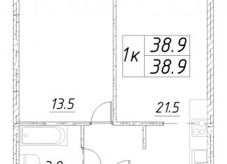 Продается 1-комнатная квартира, 38.9 м2, Московская область, 3-й микрорайон, к6