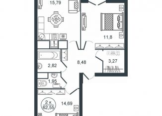 Продажа 2-комнатной квартиры, 62.6 м2, Тверь, Московский район