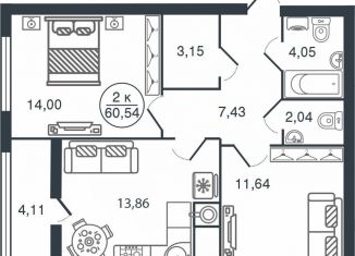 Продаю 2-ком. квартиру, 60.5 м2, Тверь