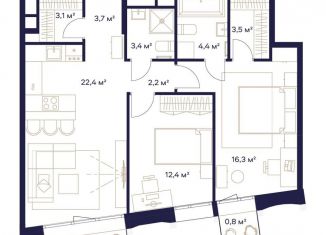 Продам 2-ком. квартиру, 73.8 м2, Москва, жилой комплекс Союз, к3, метро Ботанический сад