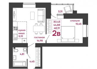 Продается 2-ком. квартира, 48.2 м2, Пенза, улица Измайлова, 41В