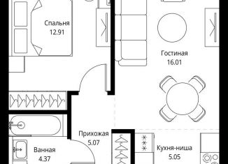 Продаю однокомнатную квартиру, 43.4 м2, Москва, проспект Мира, 186Ас1