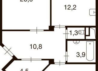 Продам 2-комнатную квартиру, 72.6 м2, деревня Ивановское, улица Семёна Гордого, 3