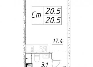 Продаю квартиру студию, 20.5 м2, Московская область, 3-й микрорайон, к6