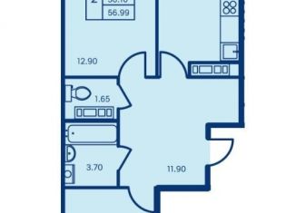 Продам 2-ком. квартиру, 57 м2, Ленинградская область, улица Современников, 13к1