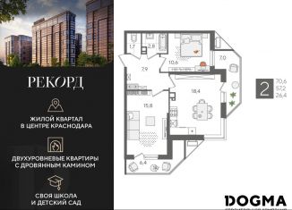 Продается двухкомнатная квартира, 70.6 м2, Краснодар, Таманская улица, 159