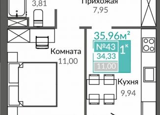 Продам 1-ком. квартиру, 34.3 м2, Крым