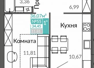 Продам 1-комнатную квартиру, 34.5 м2, Крым