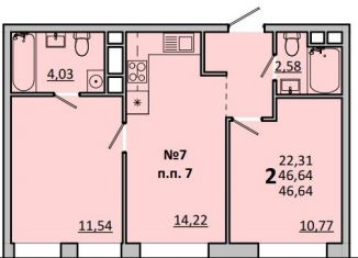 Продажа 2-комнатной квартиры, 46.6 м2, Одинцово