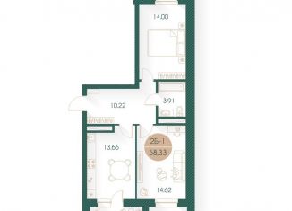 Продажа 2-комнатной квартиры, 58.3 м2, Казань, Советский район