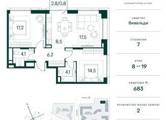 Продаю 2-ком. квартиру, 72.9 м2, Москва, метро Тушинская