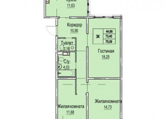 Продаю трехкомнатную квартиру, 76.8 м2, Нижний Новгород, ЖК Новый Город