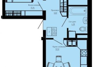 Продается 2-ком. квартира, 62.4 м2, Коммунар, Железнодорожная улица, 41к1