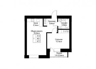 Продается 1-комнатная квартира, 47.7 м2, Альметьевск