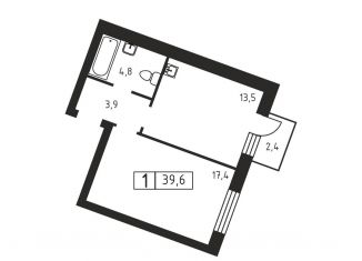 Продается 1-ком. квартира, 39.6 м2, деревня Скотное, Вересковая улица, 3к2