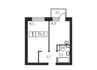 Продам 1-ком. квартиру, 34.5 м2, деревня Скотное, Вересковая улица, 1к1