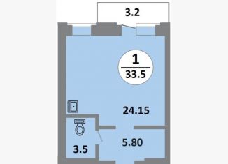 Квартира на продажу студия, 33.5 м2, Красноярск, Советский район, Соколовская улица, 52