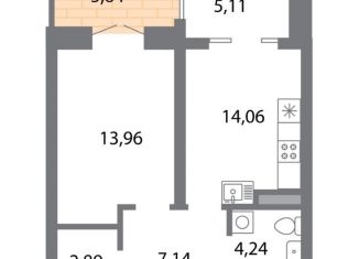 1-ком. квартира на продажу, 46.5 м2, Рязань