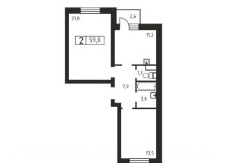 Продается 2-комнатная квартира, 59 м2, деревня Скотное, Вересковая улица, 2к2