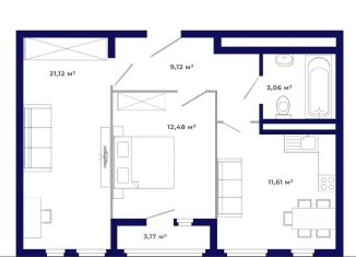 Продам 2-комнатную квартиру, 60.6 м2, рабочий поселок Маркова