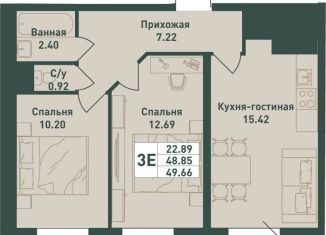 2-ком. квартира на продажу, 49.7 м2, Ленинградская область