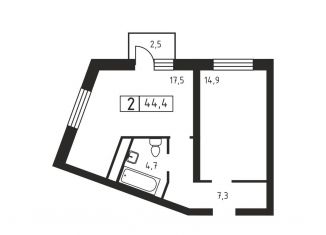 Продаю 2-комнатную квартиру, 44.4 м2, деревня Скотное, Вересковая улица, 2к1