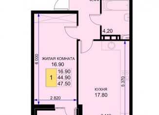 Продам 1-ком. квартиру, 47.5 м2, Краснодарский край, Казачья улица, 6к1