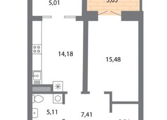 Продажа 1-ком. квартиры, 49.7 м2, Рязань