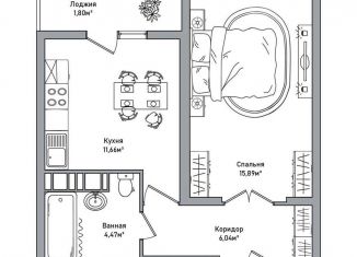 Продам 1-ком. квартиру, 39.9 м2, Ярославль