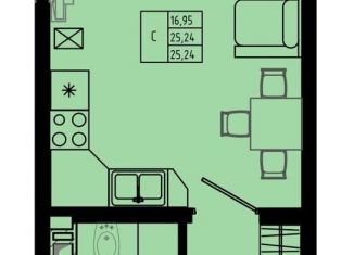 Квартира на продажу студия, 25.2 м2, Ленинградская область, Железнодорожная улица, 41к3
