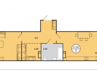 Продам 1-комнатную квартиру, 51 м2, Ставрополь, микрорайон № 15