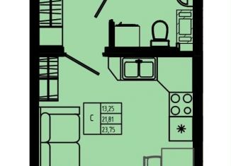 Квартира на продажу студия, 23.8 м2, Ленинградская область, Железнодорожная улица, 41к2