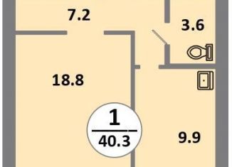 Продается 1-комнатная квартира, 40.1 м2, Красноярск, проспект 60 лет Образования СССР, 48