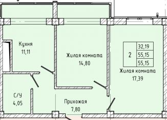 2-комнатная квартира на продажу, 55.2 м2, Нальчик, улица Атажукина, 10