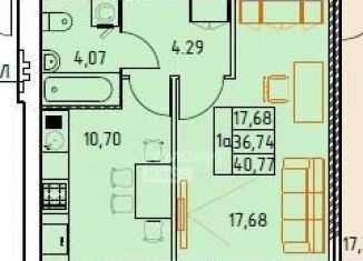 1-ком. квартира на продажу, 40.8 м2, Октябрьский, Московский проспект, 20